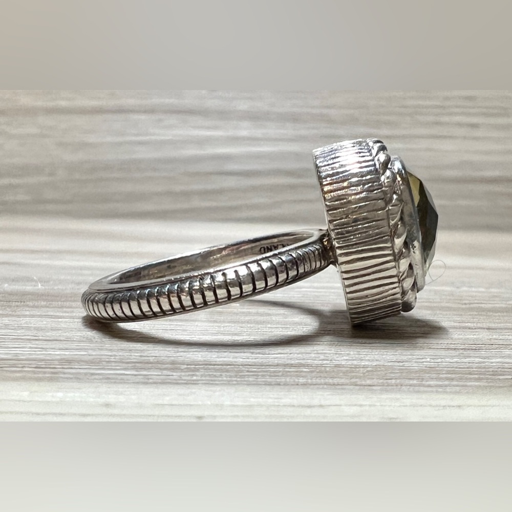 Designer Judith Ripka Sterling Silver Pale Green Prasiolite Ring, Size 7.5 - Picture 6 of 13